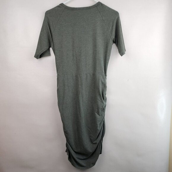 Athleta Jasper Green Ruched Tulip Hem Seeker T-Shirt Dress Size Small - Picture 3 of 11